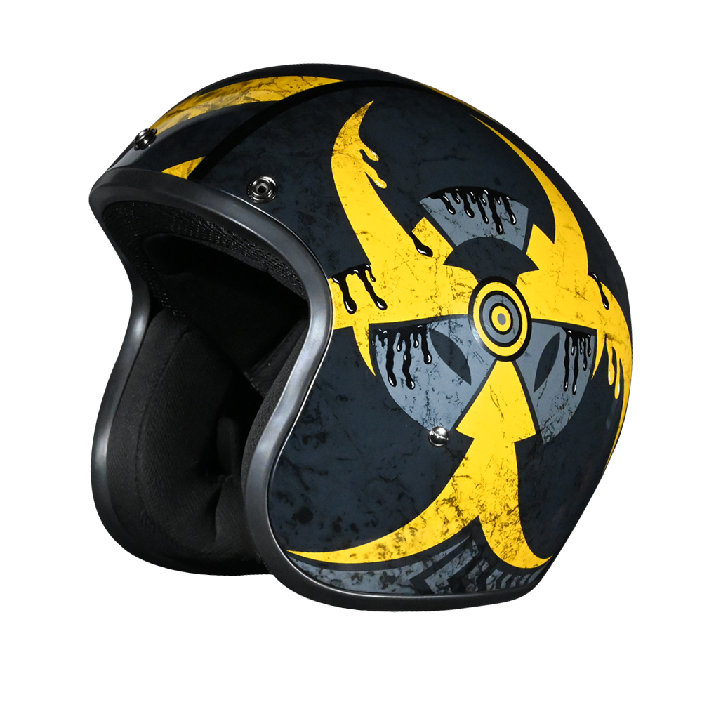 DOT Approved Daytona Cruiser Open Face Motorcycle Helmet - Men, Women & Youth - With Visor & Graphics - W/ Toxic - Image 6