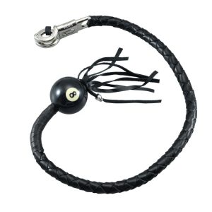 Dream Apparel 36" Long Black Fringed Get Back Whip With Black Pool Ball 8