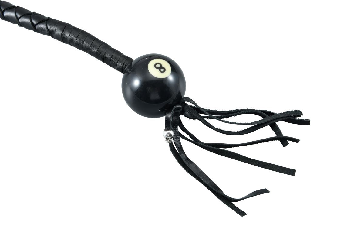 Dream Apparel 36" Long Black Fringed Get Back Whip With Black Pool Ball 8 - Image 3