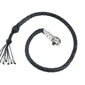 Dream Apparel 42" Long Black Get Back Whip  with Monkey Fist & Skulls