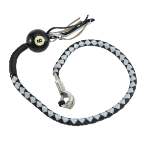 Dream Apparel 36" Long Black And Silver Hand-Braided Get back Whips with Pool Ball 8