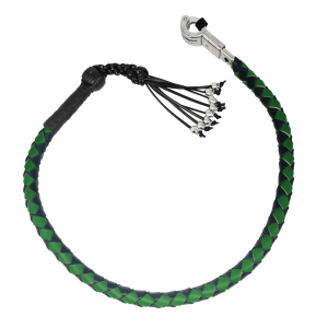 Dream Apparel 36" Long Get Back Whip Black And Green with Monkey Fist & Skulls