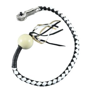Dream Apparel 36" Long Black And White Fringed Get Back Whip With White Pool Ball