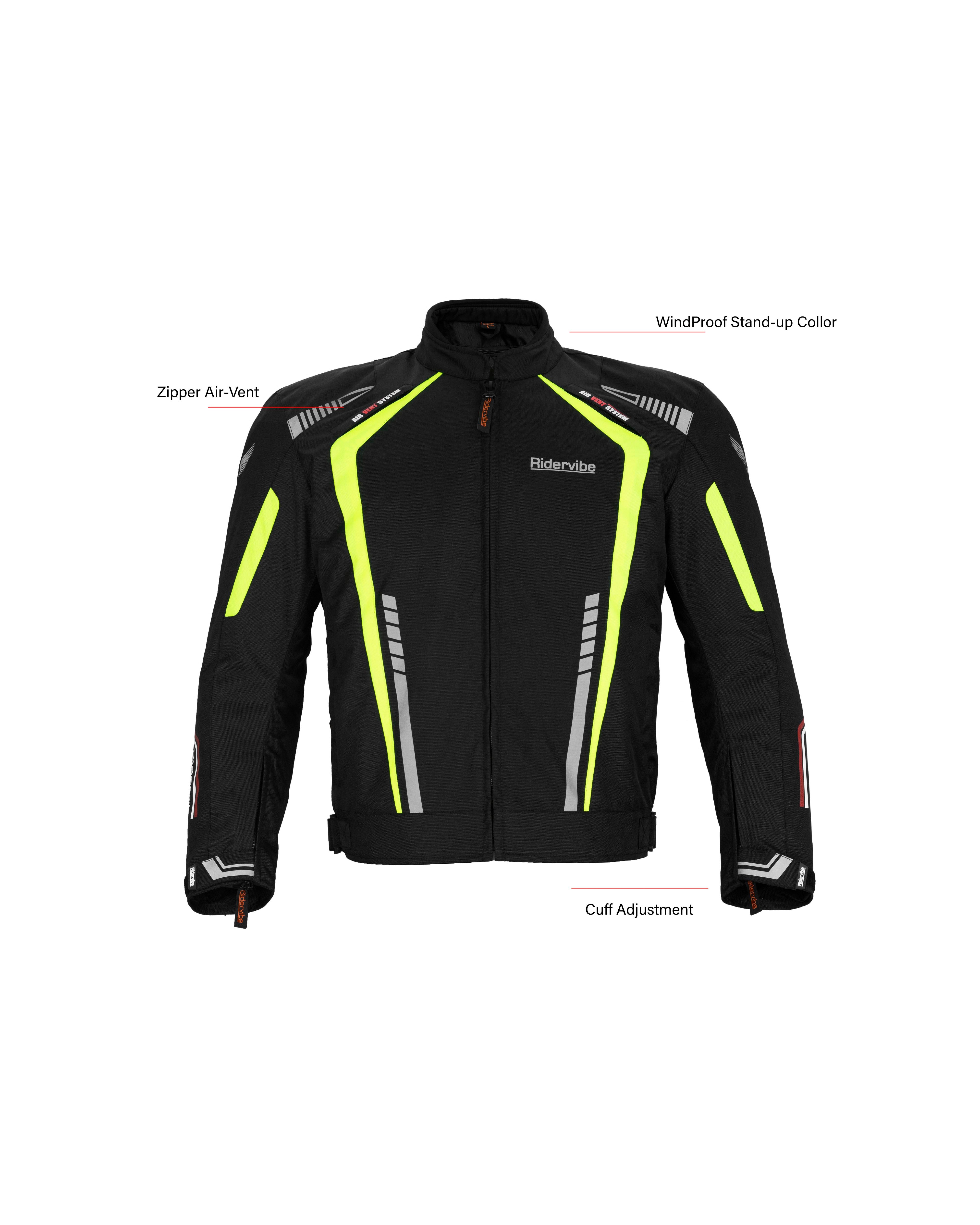 Dream Apparel Men's Nylon and Mesh Motorcycle Neon Jacket - Image 4