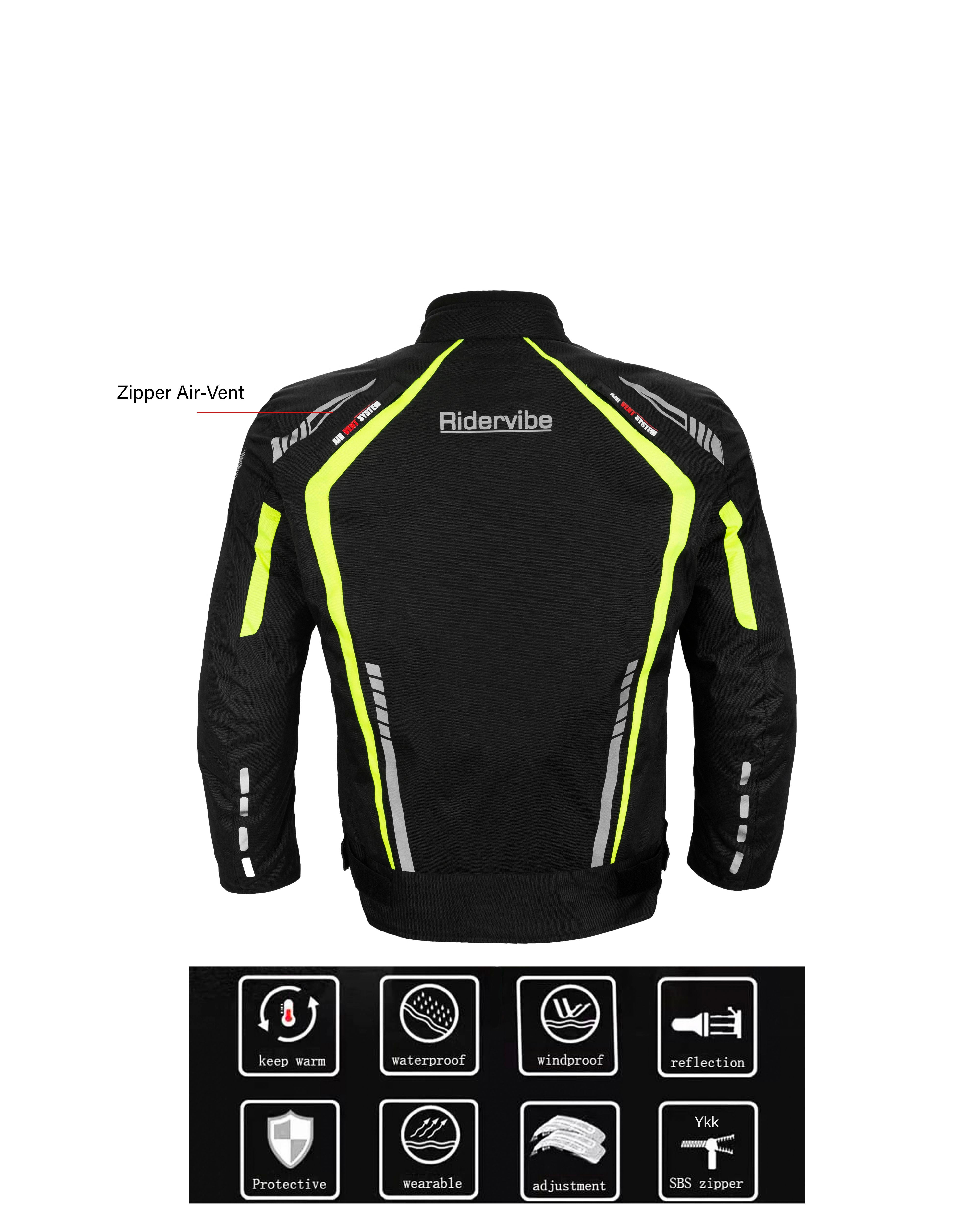 Dream Apparel Men's Nylon and Mesh Motorcycle Neon Jacket - Image 8