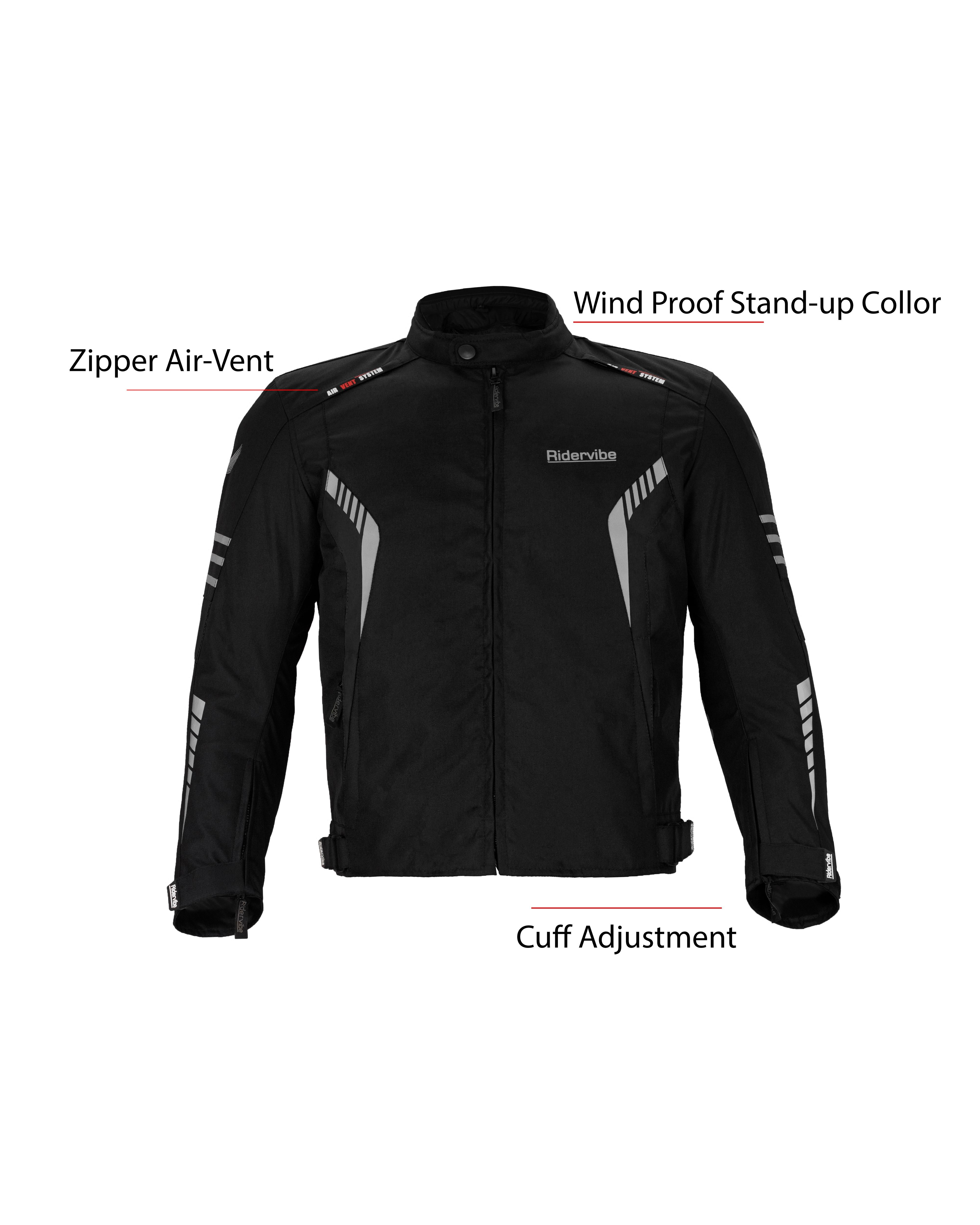 Dream Apparel Men's CE Armored Nylon & Mesh Motorcycle Black Waterproof Biker Jackets - Image 2