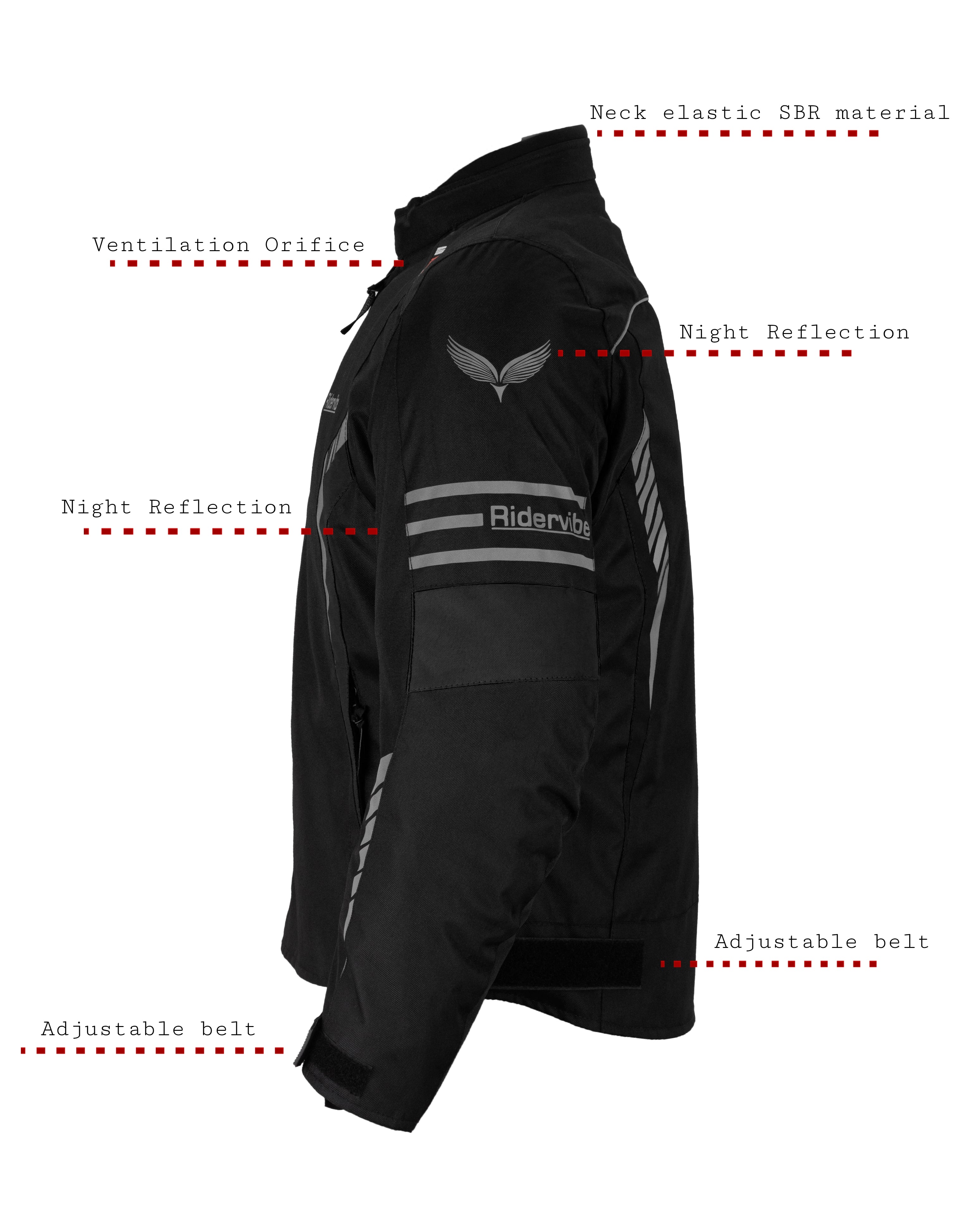 Dream Apparel Men's CE Armored Nylon & Mesh Motorcycle Black Waterproof Biker Jackets - Image 8