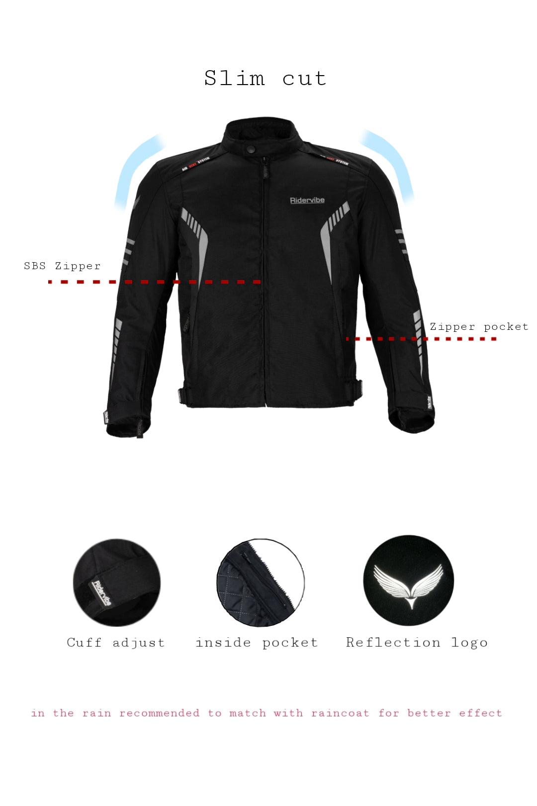 Dream Apparel Men's CE Armored Nylon & Mesh Motorcycle Black Waterproof Biker Jackets - Image 9