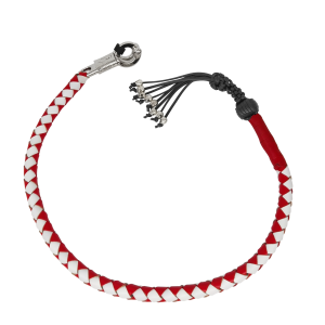 Get Back Whip Red/White with Monkey Fist & Skulls 42" Long