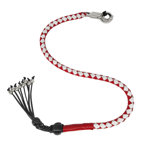 Get Back Whip Red/White with Monkey Fist & Skulls 36" Long