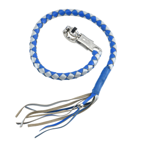 Blue and Silver Hand-Braided Leather Get Back Whip 36"