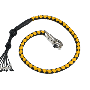 Dream Apparel 36" Black And Yellow Hand-Braided Get Back Whip For Motorcycles
