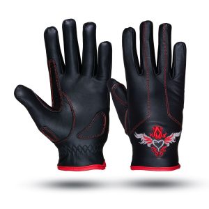 Dream Apparel Embroidered Red Heart Graphic Naked Leather Gloves
