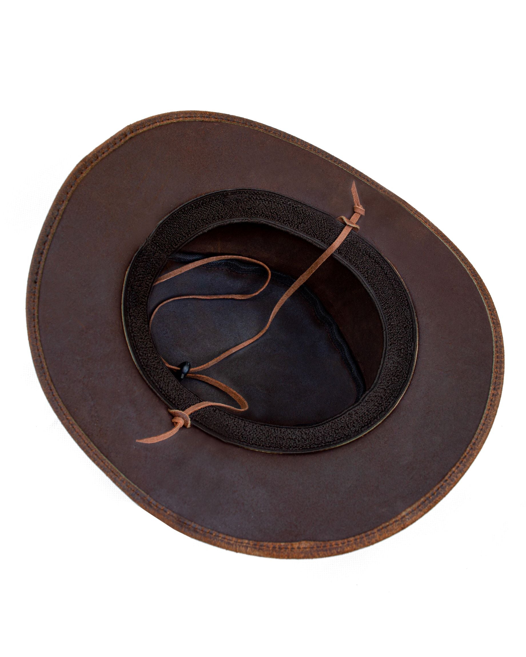 Dream Apparel Men's Brown Top-Grain Premium Leather Western Cowboy Studded Hat for Halloween Deadman - Image 6