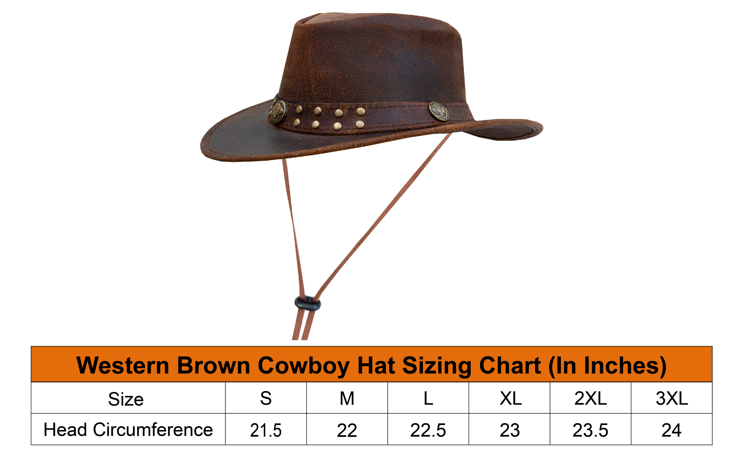 Dream Apparel Men's Brown Top-Grain Premium Leather Western Cowboy Studded Hat for Halloween Deadman - Image 7
