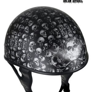 DOT Low Profile Motorcycle Helmet With Skulls Graphic