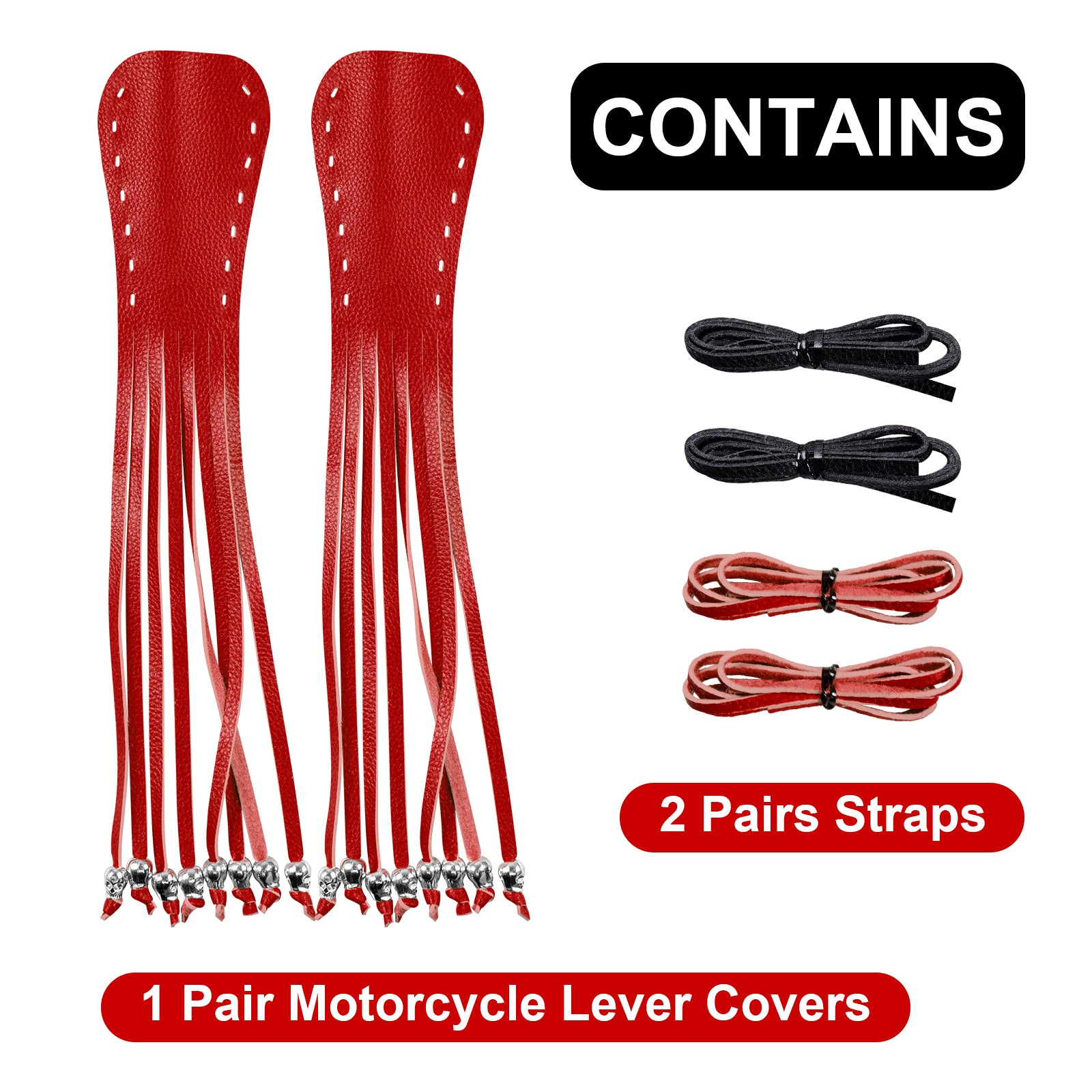 Dream Apparel Heavy Duty Motorcycle Skull Fringed Premium Red Black Brake Clutch Lever Cover - Image 3