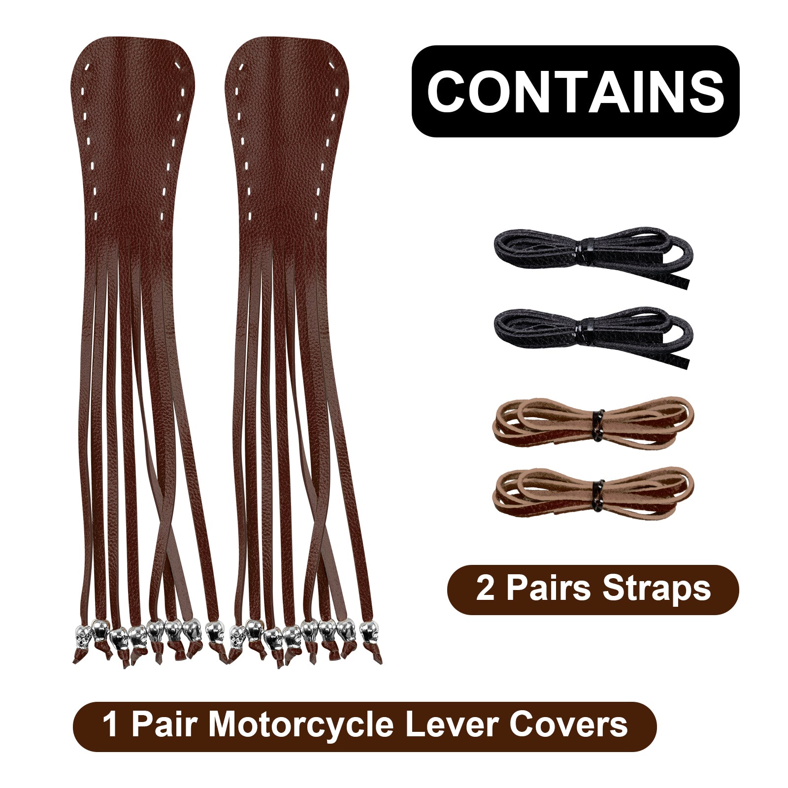 Dream Apparel Heavy Duty Motorcycle Skull Fringed Premium Brown Black Brake Clutch Lever Cover - Image 2