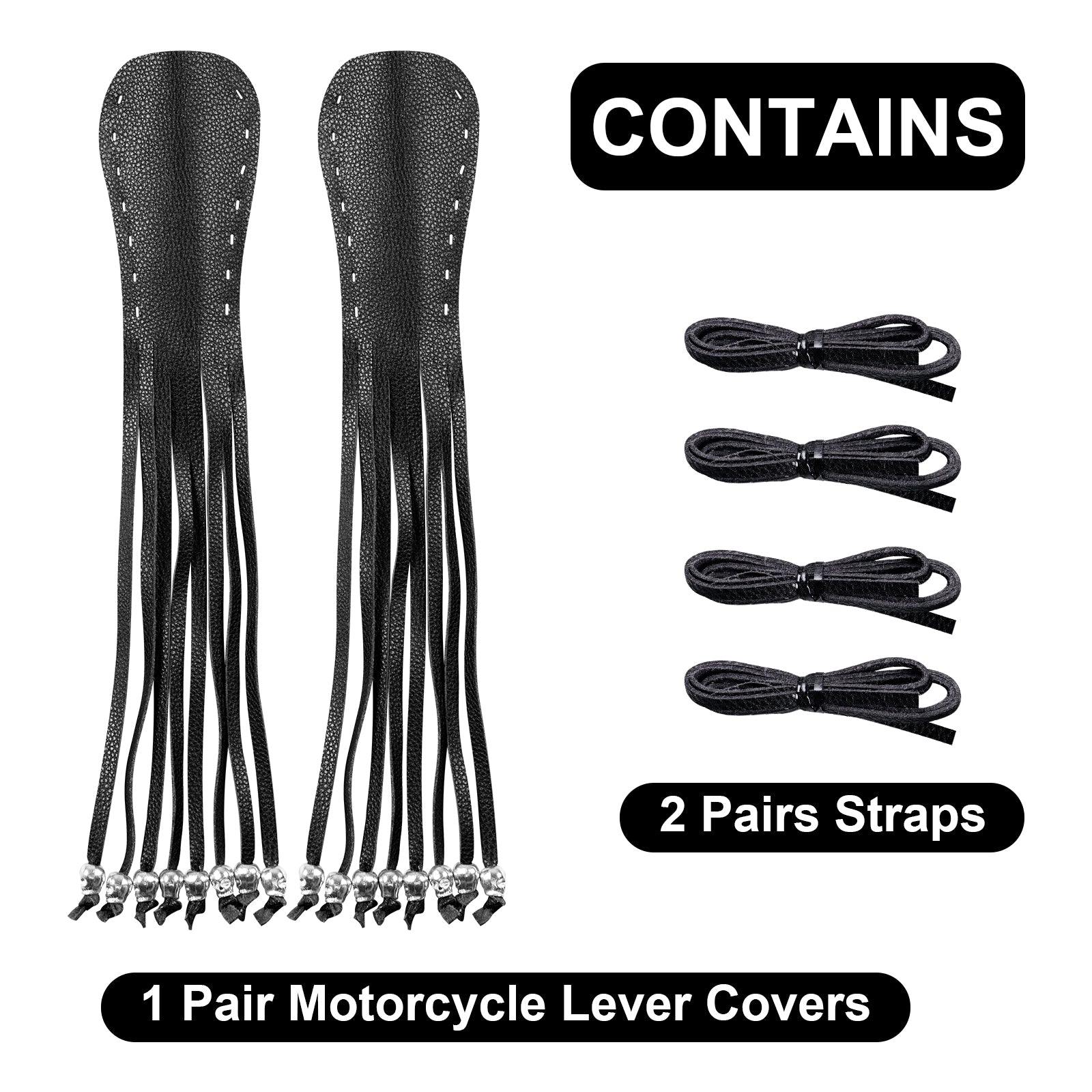 Dream Apparel Heavy Duty Motorcycle Skull Fringed Premium Black Brake Clutch Lever Grip Lever Cover - Image 2