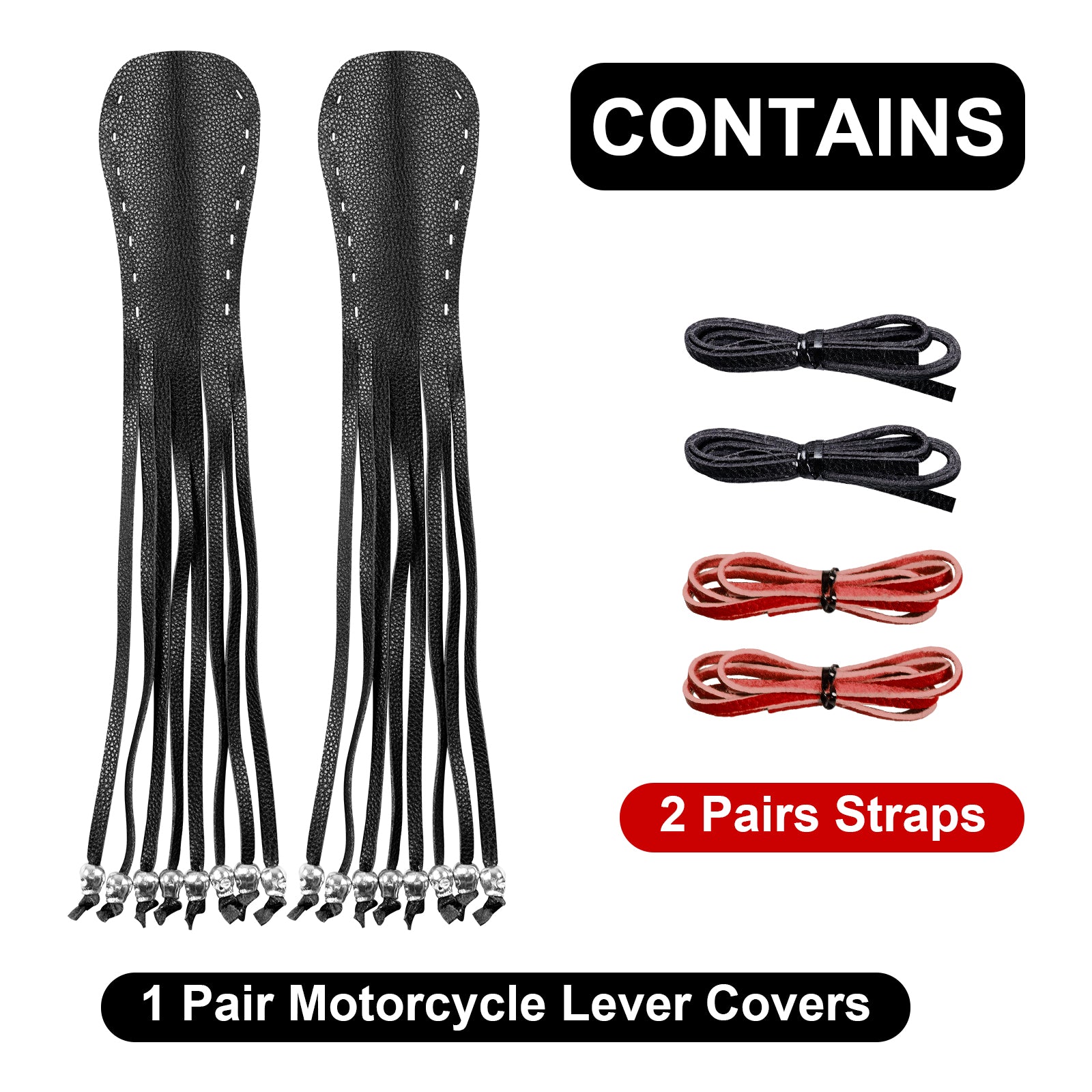 Dream Apparel Heavy Duty Motorcycle Skull Fringed Premium Black & Red Brake Clutch Lever Cover - Image 2