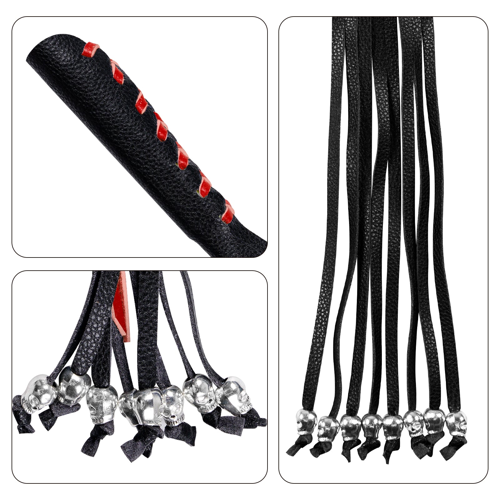 Dream Apparel Heavy Duty Motorcycle Skull Fringed Premium Black & Red Brake Clutch Lever Cover - Image 4