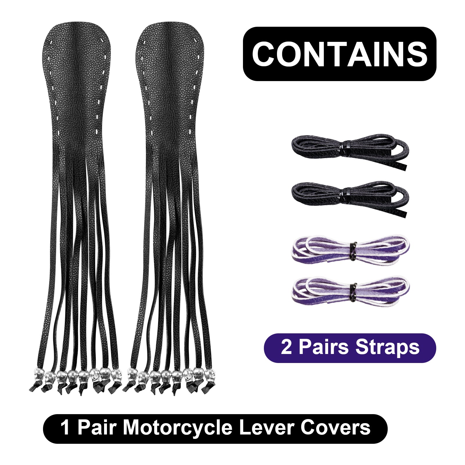 Dream Apparel Heavy Duty Motorcycle Skull Fringed Premium Black Purple Brake Clutch Lever Cover - Image 2