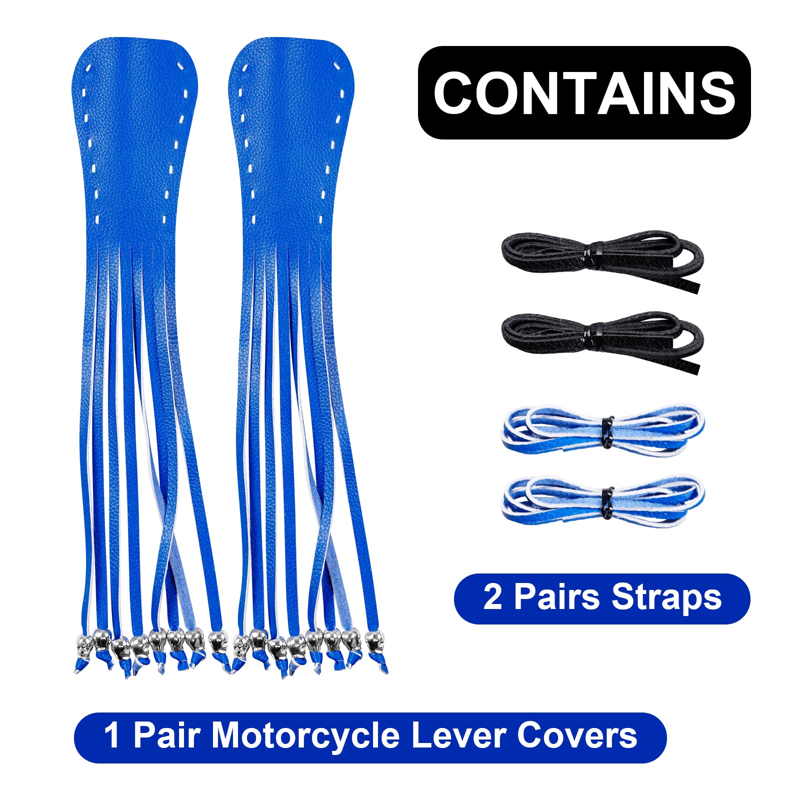Dream Apparel Heavy Duty Motorcycle Skull Fringed Premium Black Blue Brake Clutch Lever Cover - Image 2