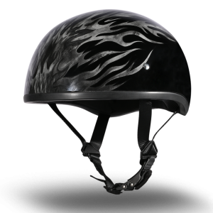 DOT Approved Daytona Motorcycle Half Face Helmet - Skull Cap Graphics for Men & Women, Scooters, ATVs, UTVs & Choppers - W/ Ignite Grey