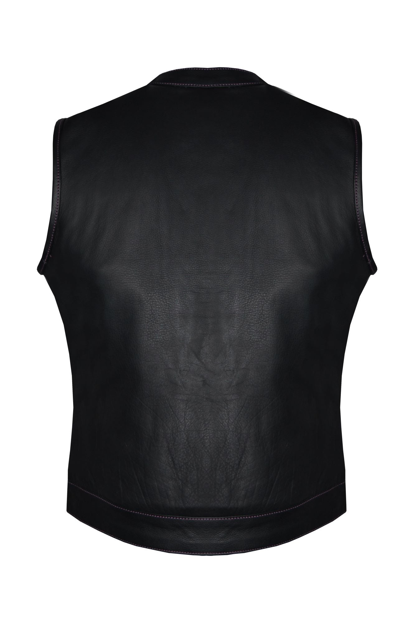 Dream Apparel Ladies Motorcycle Leather CLUB VEST Purple Thread, Purple Paisley Lining - Image 5