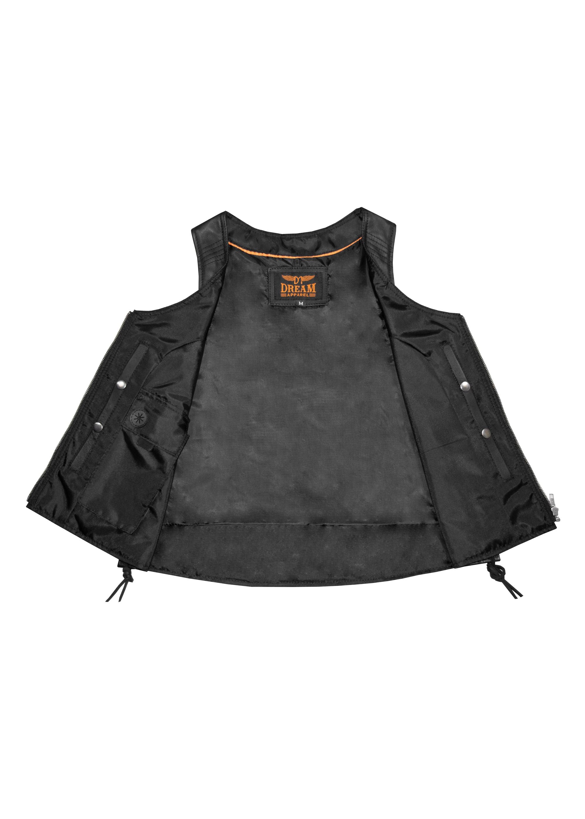 Women Zipper Front Vest Side Laces, Conceal Carry Pockets, Premium Cowhide Leather - Image 3