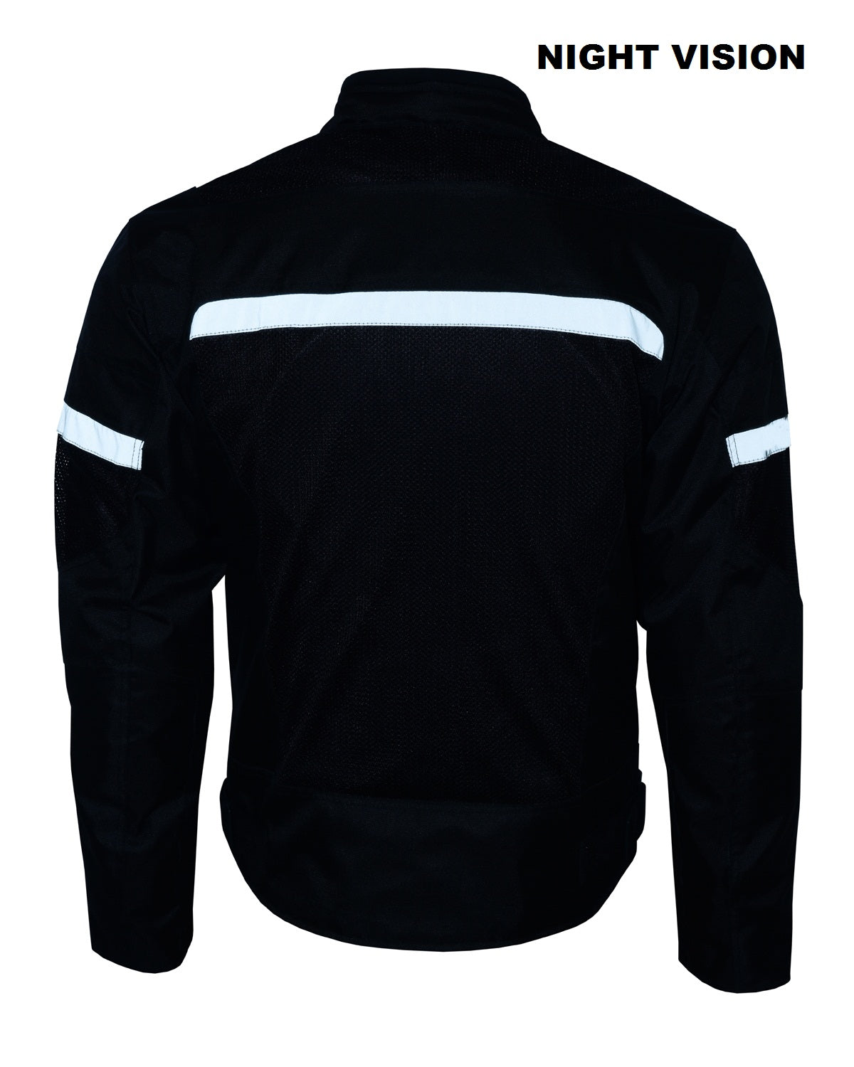 Mens Motorcycle Perforated Textile Reflective Mesh Riding 3 Season Jacket with removable armor - Image 2
