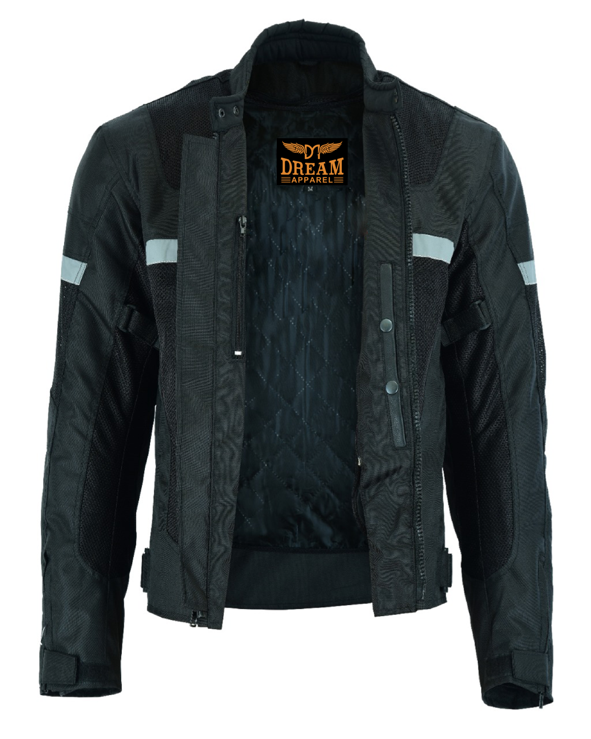 Mens Motorcycle Perforated Textile Reflective Mesh Riding 3 Season Jacket with removable armor - Image 11