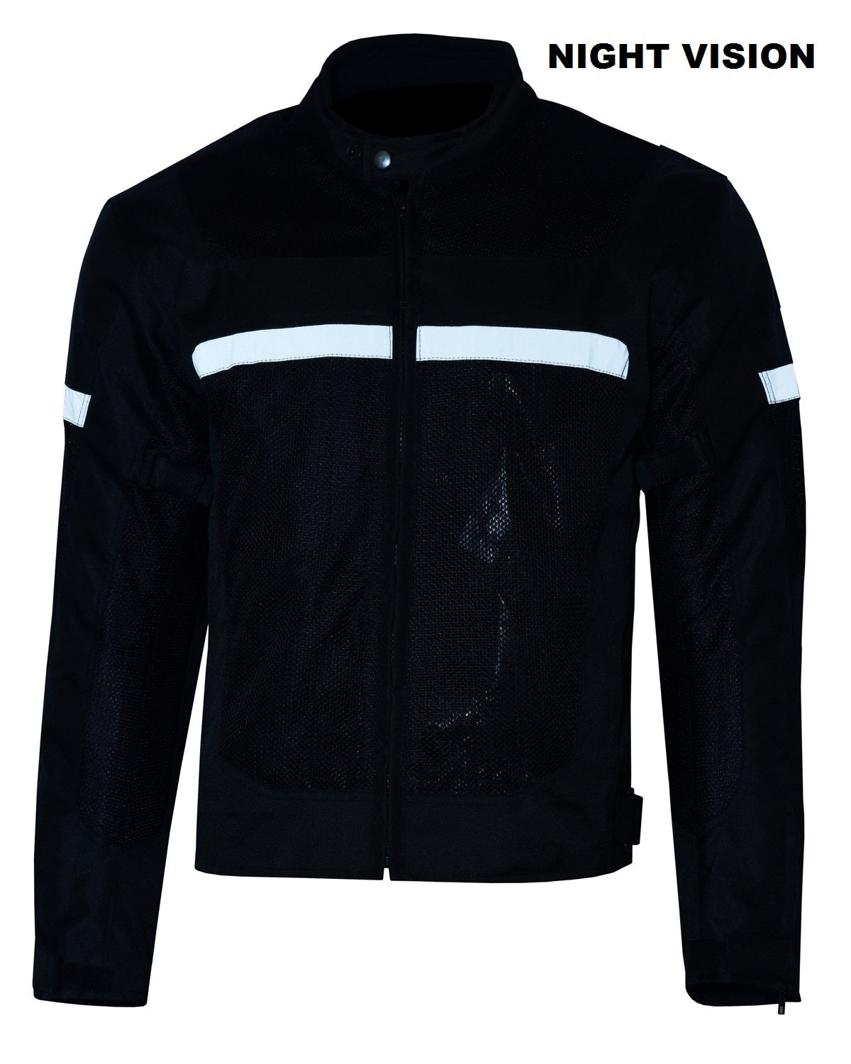 Mens Motorcycle Perforated Textile Reflective Mesh Riding 3 Season Jacket with removable armor - Image 15