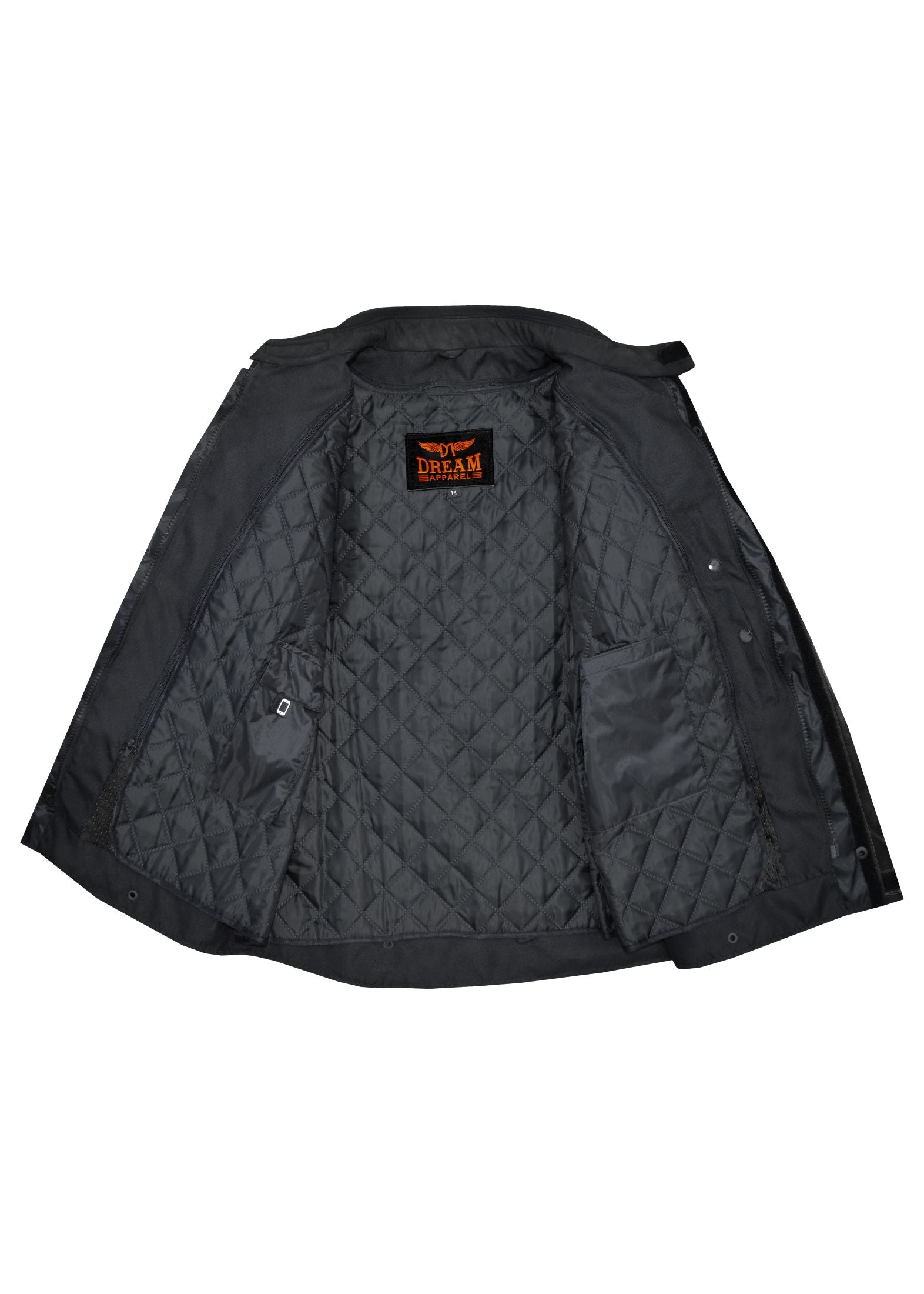 Dream Apparel Mens Motorcycle jacket Black, Armored Protective Round Neck & Air Vents - Image 2