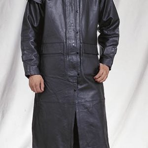 Men's Black Duster W/ Removable Pig Skin Leather Cape