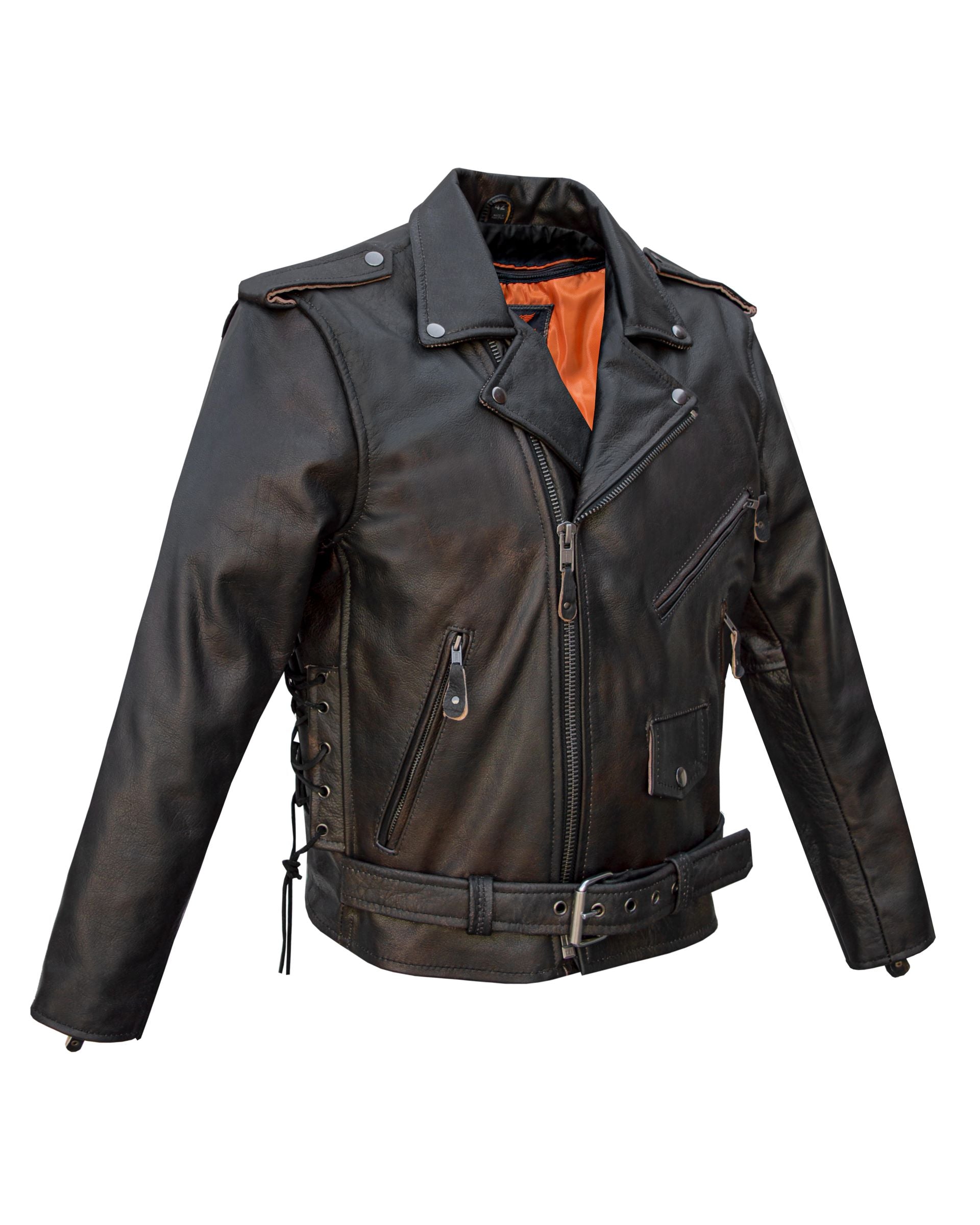 Dream Apparel Men's Leather Motorcycle Jacket with Emboss Eagle, Live to Ride, Ride to Live - Image 2