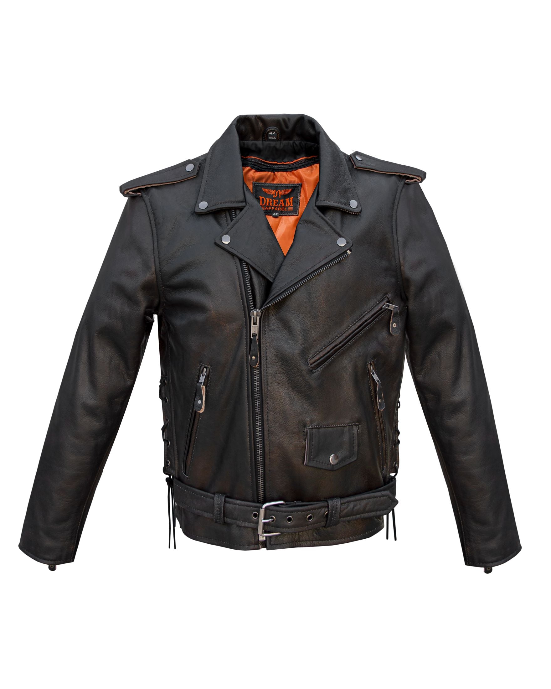 Dream Apparel Men's Leather Motorcycle Jacket with Emboss Eagle, Live to Ride, Ride to Live - Image 3