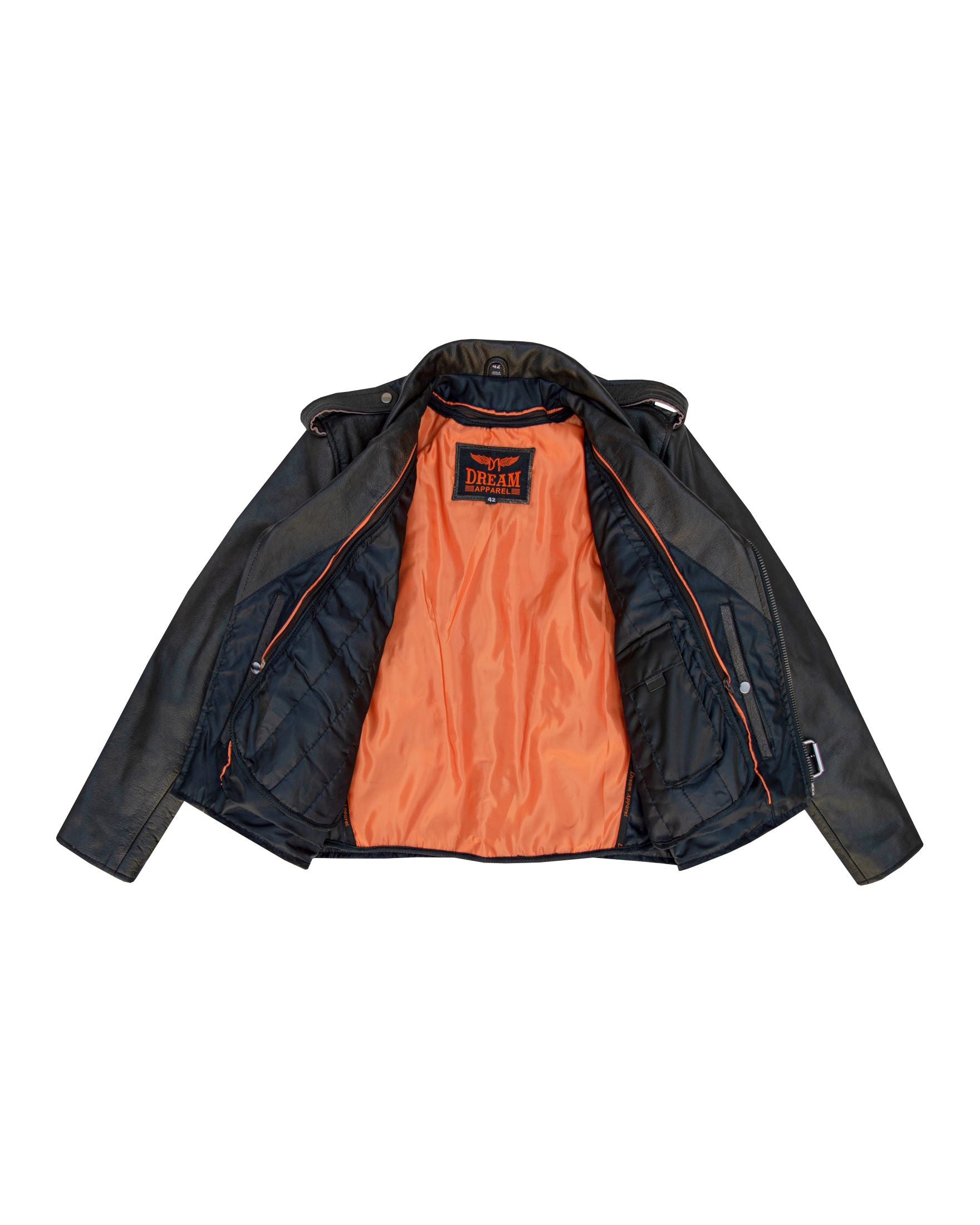 Dream Apparel Men's Leather Motorcycle Jacket with Emboss Eagle, Live to Ride, Ride to Live - Image 4