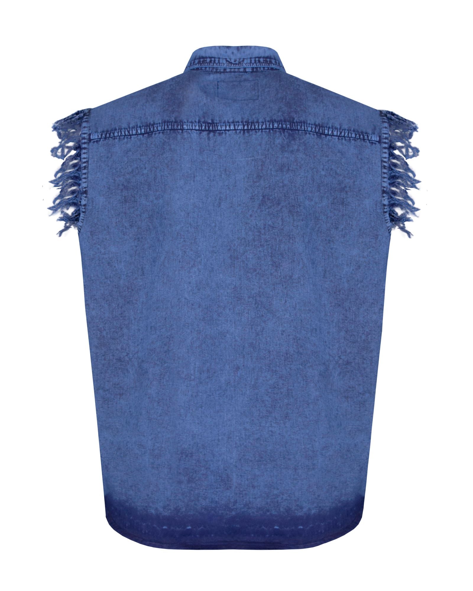 Dream Apparel Mens Biker Cuttoff Cotton Shirt Stonewash Ocean Blue - Image 4