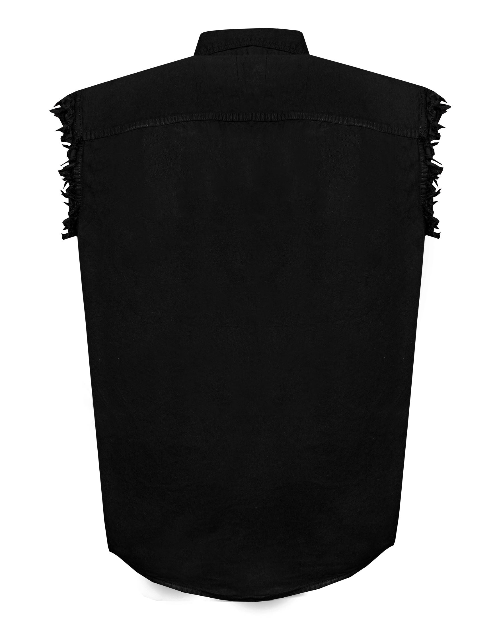 Dream Apparel Mens Biker Cuttoff Cotton Shirt Solid Black - Image 4