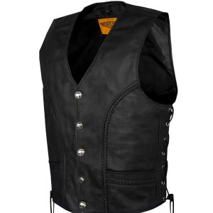 Men's Leather Vest With Buffalo Nickel Snaps