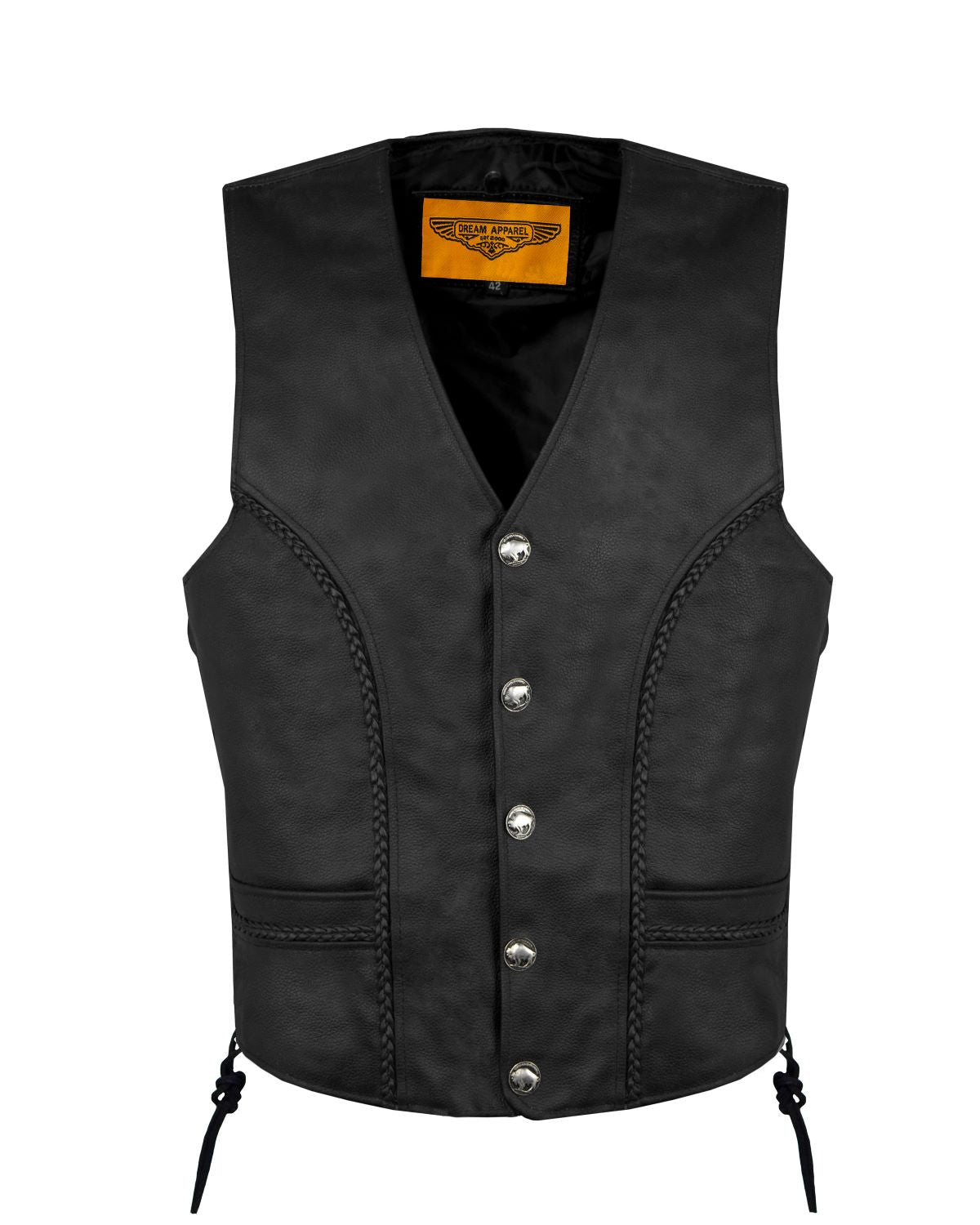 Men's Leather Vest With Buffalo Nickel Snaps - Image 2