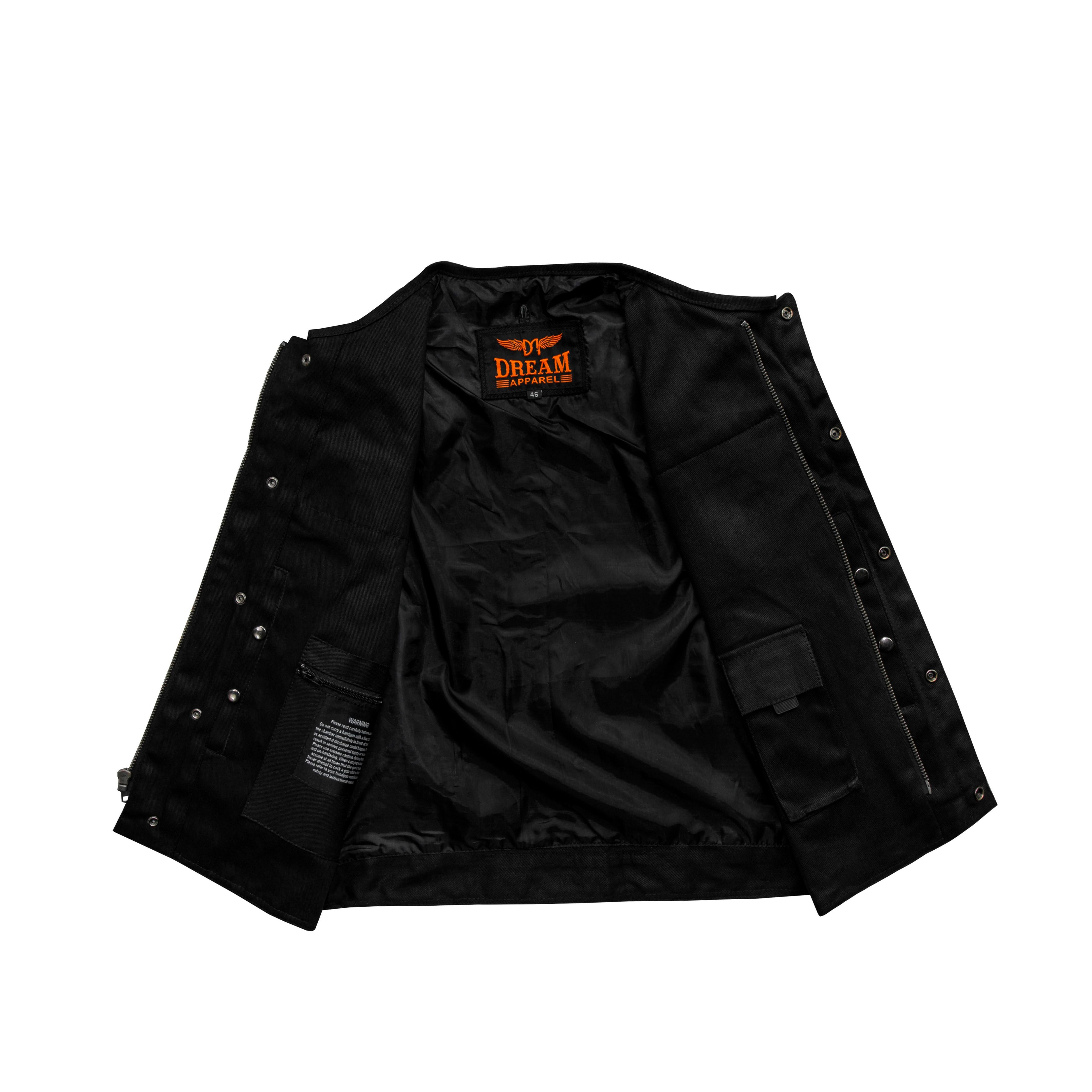 Dream Apparel Men's Black Denim Club Vest with Conceal Carry Pockets - Image 4