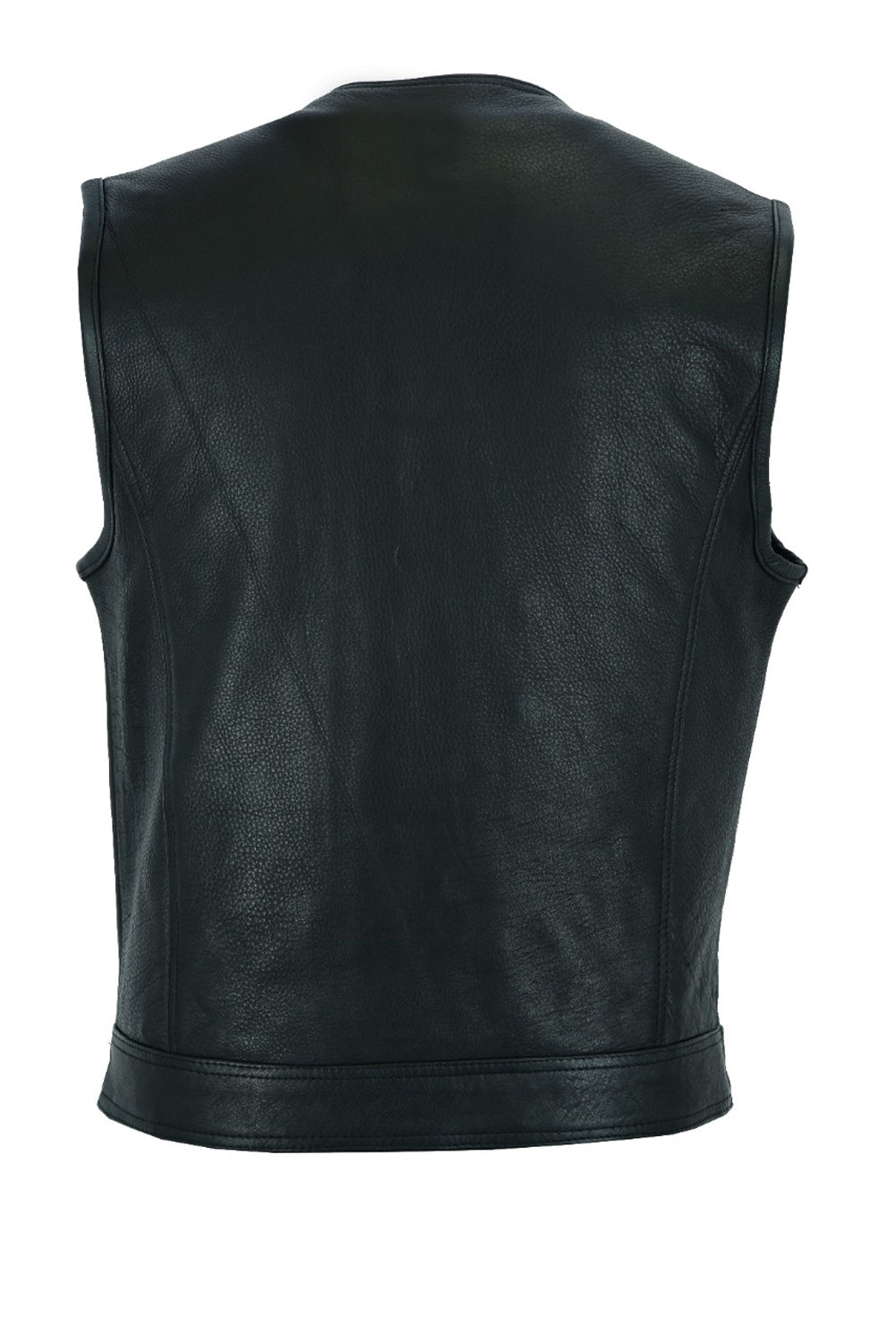 Dream Apparel Mens Motorcycle Collarless CLUB VEST® with Black Liner & Zipper Front Closure - Image 3