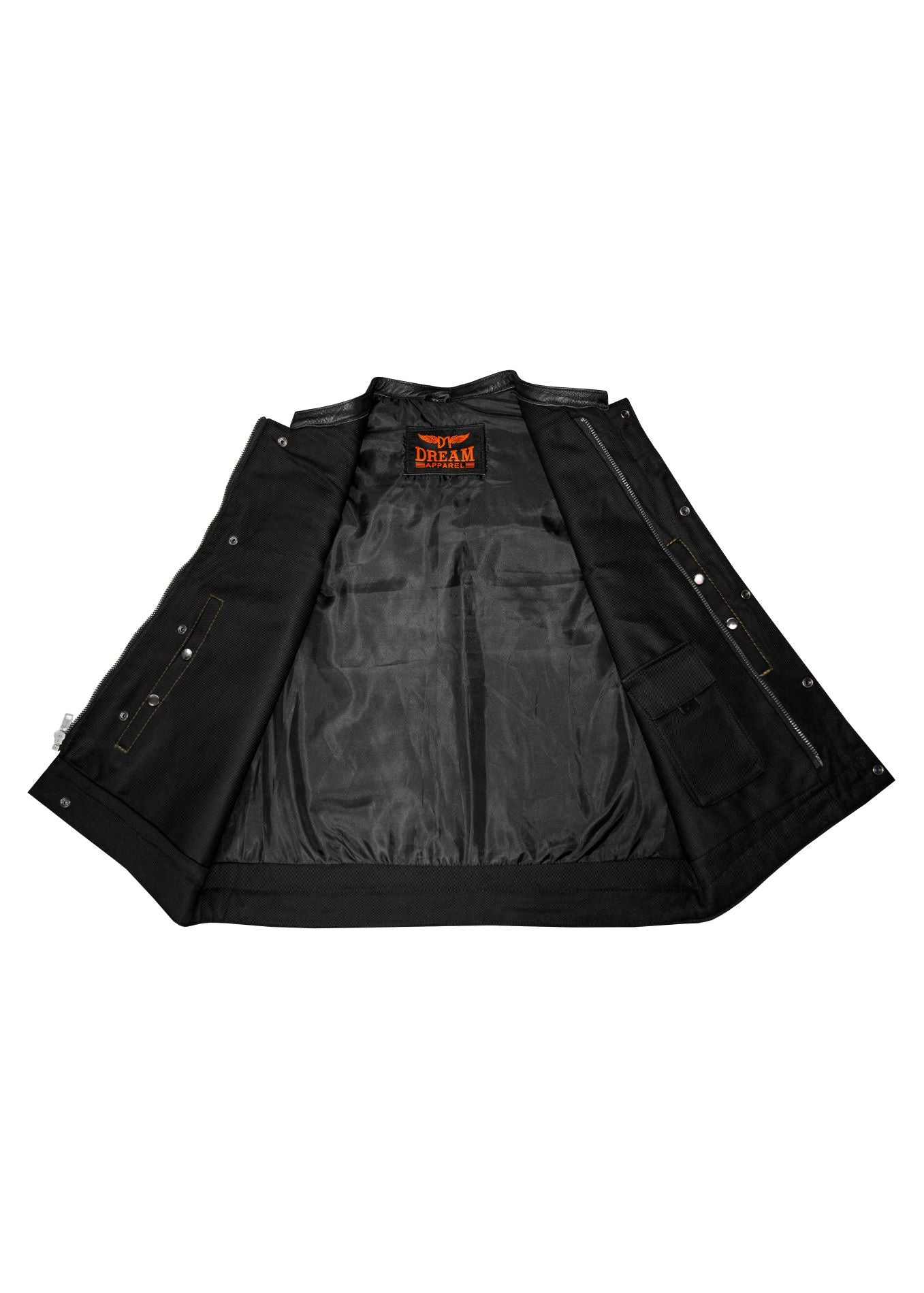 Dream Apparel Mens Black Club Vest Diamond Design Gold Thread Leather & Denim, Diamond Padding - Image 4