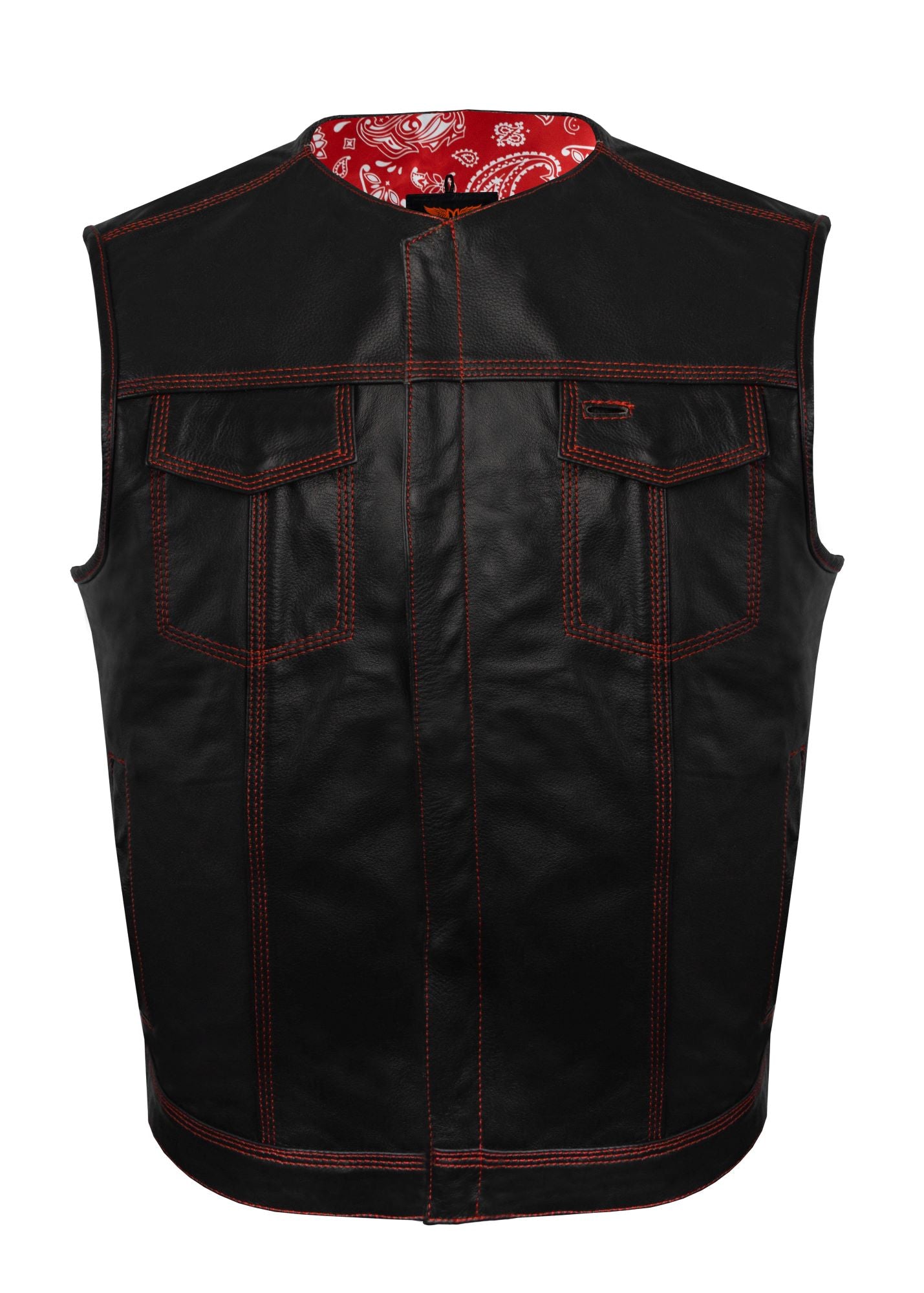 Mens SOA Vest Red Thred Club Vest, Conceal Carry Pockets, Red Paisley Lining - Image 2