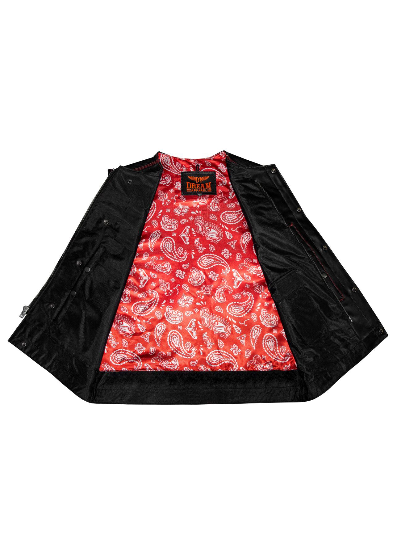Mens SOA Vest Red Thred Club Vest, Conceal Carry Pockets, Red Paisley Lining - Image 3