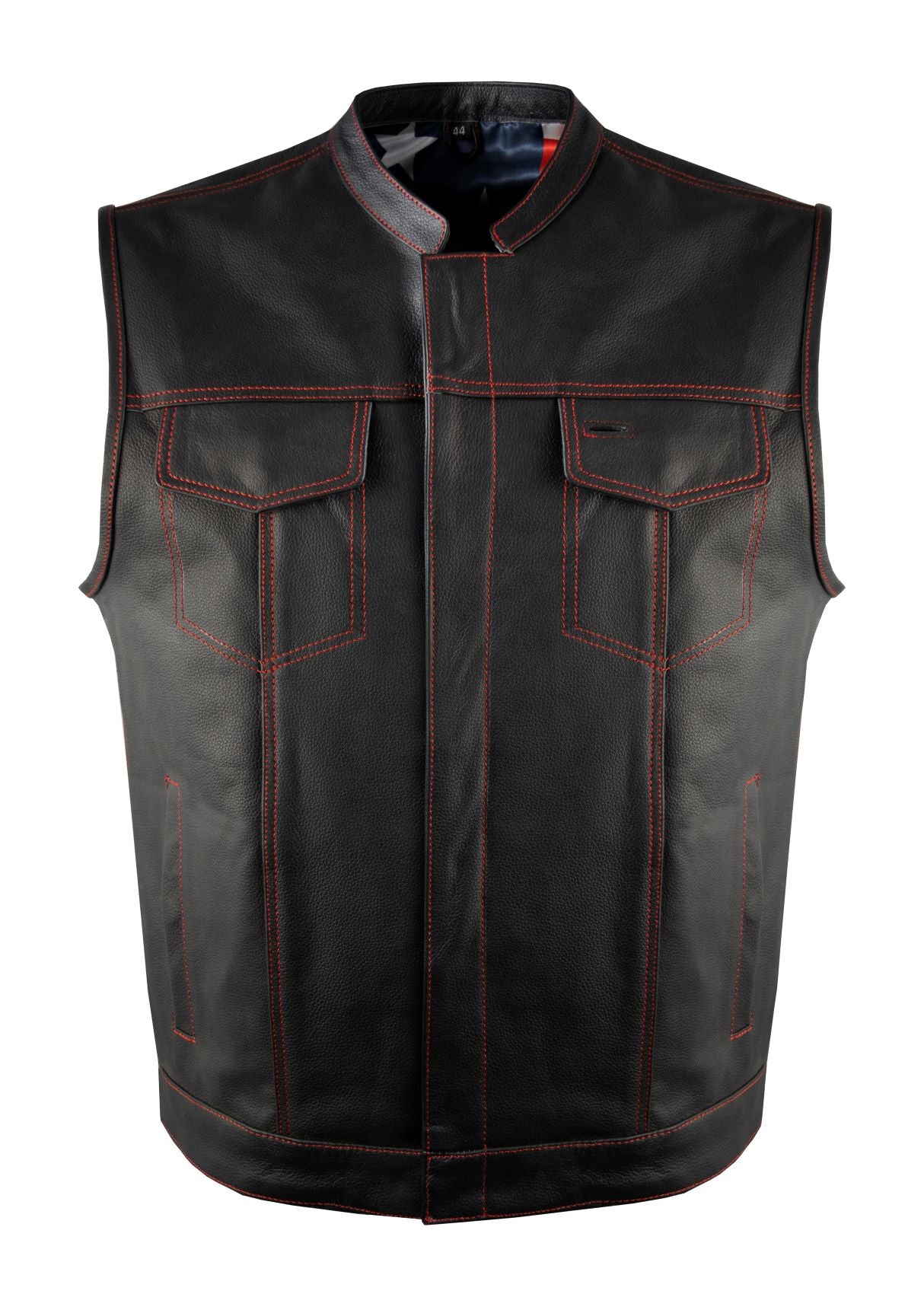 CLUB VEST USA FLAG Lining - Red Thread - Naked Cowhide Leather Heavy Duty - Image 2