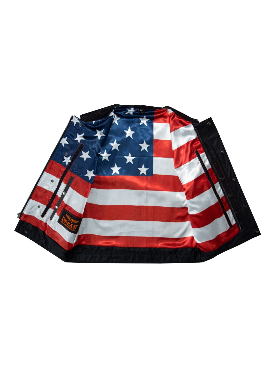 CLUB VEST USA FLAG Lining - Red Thread - Premium Cowhide Leather Heavy Duty - Image 4