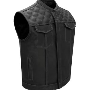 Dream Apparel Mens Black Vest Diamond Padding WHITE Threading